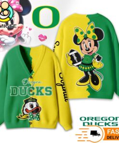 Oregon Ducks Minnie Inspired Bow Cartoon Custom Name Cardigan Sweater