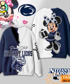 Penn State Nittany Lions Minnie Inspired Bow Cartoon Custom Name Cardigan Sweater