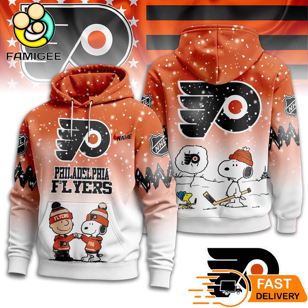 Philadelphia Flyers NHL Snoopy Peanuts Christmas 3D Hoodie 1 Philadelphia Flyers NHL Snoopy Peanuts Christmas 3D Hoodie