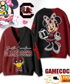 South Carolina Gamecocks Minnie Inspired Bow Cartoon Custom Name Cardigan Sweater