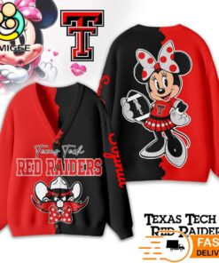 Texas Tech Red Raiders Minnie Inspired Bow Cartoon Custom Name Cardigan Sweater