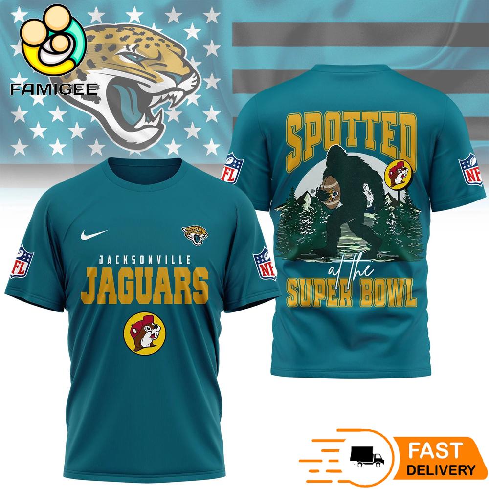 Jacksonville Jaguars NFL Bigfoot At The Super Bowl 3D T-Shirt 1 Jacksonville Jaguars NFL Bigfoot At The Super Bowl 3D T-Shirt
