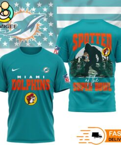 Miami Dolphins NFL Bigfoot At The Super Bowl 3D T-Shirt