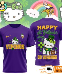 Minnesota Vikings Hello Kitty St Patrick Day Limited Edition T-Shirt
