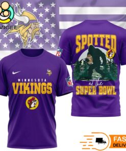 Minnesota Vikings NFL Bigfoot At The Super Bowl 3D T-Shirt