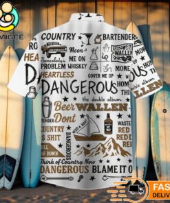 Morgan Wallen Lyrics Collage Country Fan Edition Hawaiian Shirt