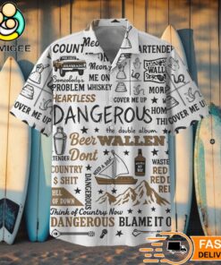 Morgan Wallen Lyrics Collage Country Fan Edition Hawaiian Shirt