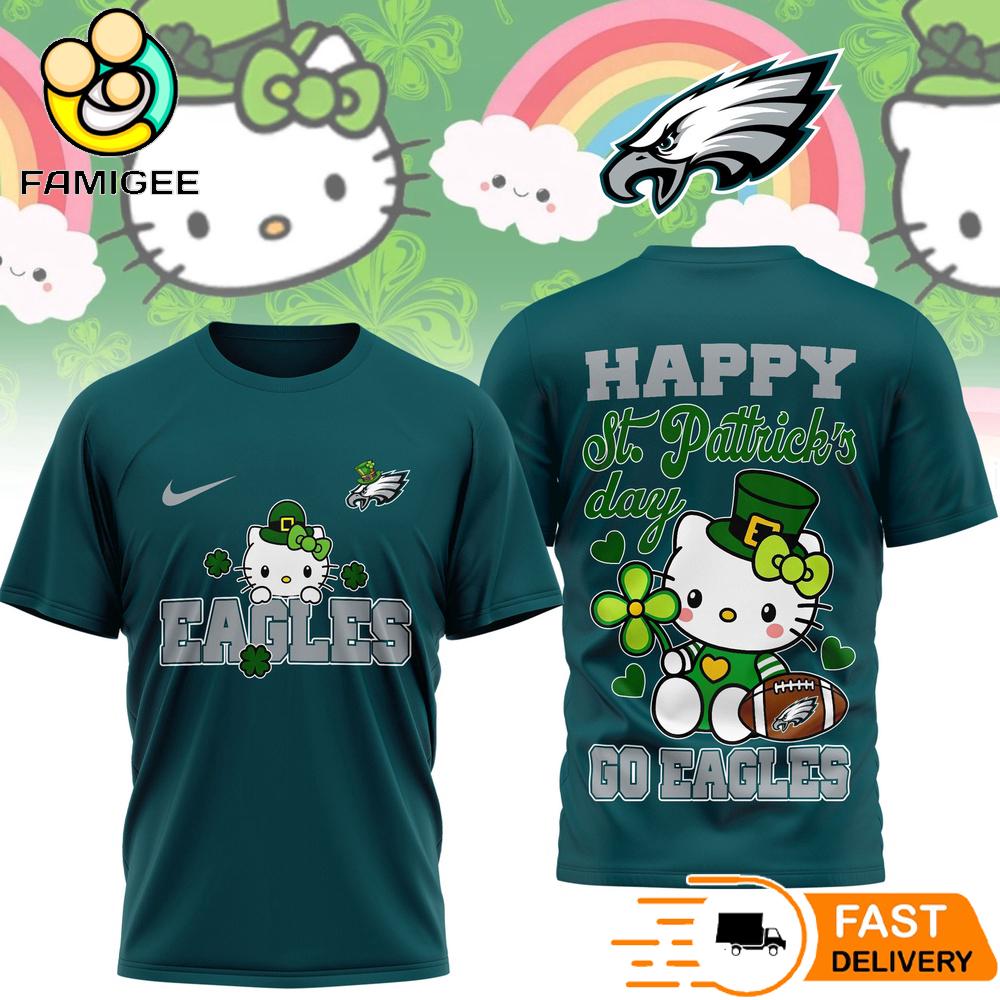 Philadelphia Eagles Hello Kitty St Patrick Day Limited Edition T-Shirt 1 Philadelphia Eagles Hello Kitty St Patrick Day Limited Edition T-Shirt