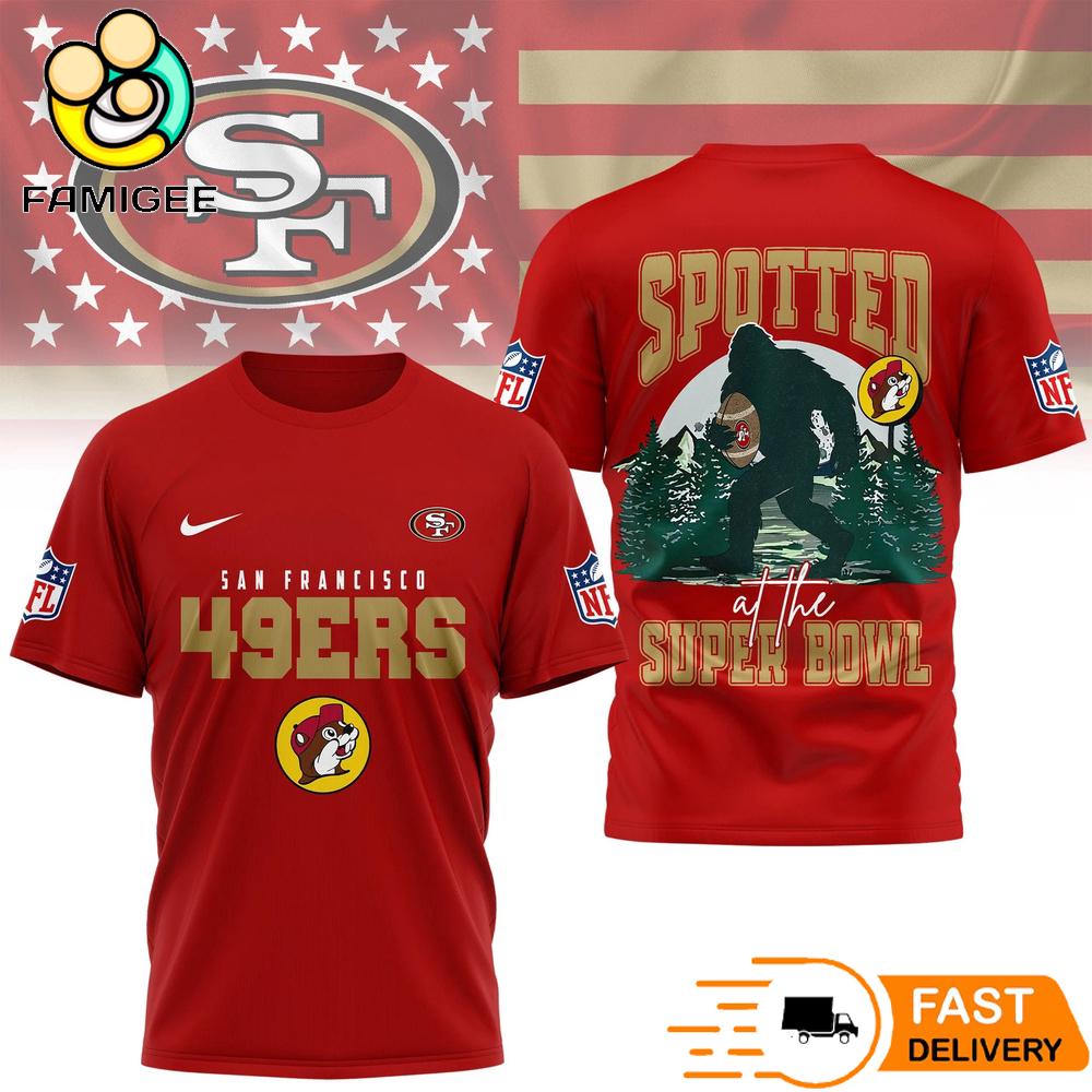 San Francisco 49ers NFL Bigfoot At The Super Bowl 3D T-Shirt 1 San Francisco 49ers NFL Bigfoot At The Super Bowl 3D T-Shirt