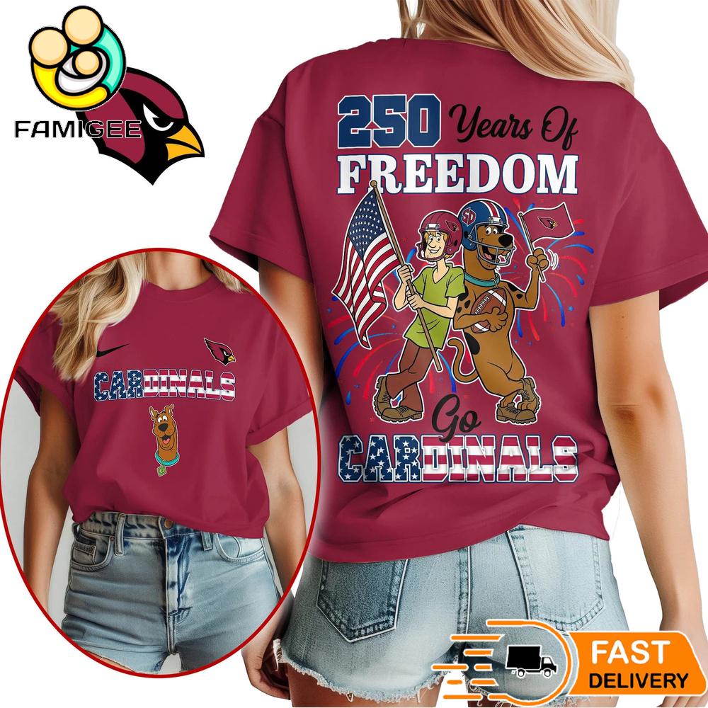 Arizona Cardinals Scooby Doo 250 Years Of Freedom T-Shirt Arizona Cardinals Scooby Doo 250 Years Of Freedom T-Shirt