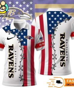 Baltimore Ravens Independence Day American Flag Polo Shirt