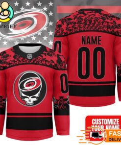 Carolina Hurricanes Grateful Dead Night Custom Name And Number Hockey Jersey