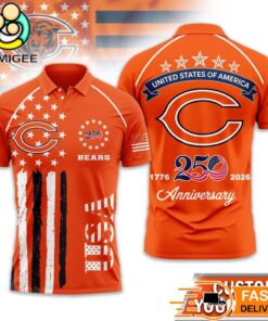 Chicago Bears 250 Years Of Freedom USA Vintage Custom Name Polo Shirt