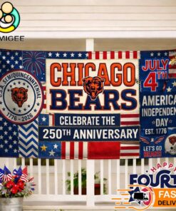 Chicago Bears Celebrate The 250Th Anniversary America Decoration Banner
