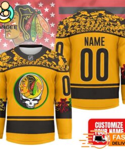 Chicago Blackhawks Grateful Dead Night Custom Name And Number Hockey Jersey