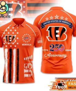 Cincinnati Bengals 250 Years Of Freedom USA Vintage Custom Name Polo Shirt