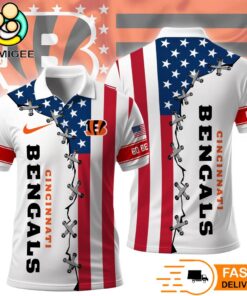 Cincinnati Bengals Independence Day American Flag Polo Shirt