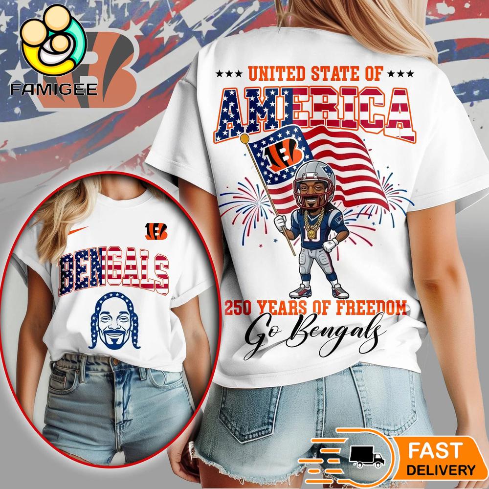 Cincinnati Bengals Snoop Dogg 250th Anniversary Of Freedom Limited Edition T-Shirt 1 Cincinnati Bengals Snoop Dogg 250th Anniversary Of Freedom Limited Edition T-Shirt