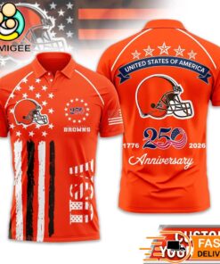 Cleveland Browns 250 Years Of Freedom USA Vintage Custom Name Polo Shirt