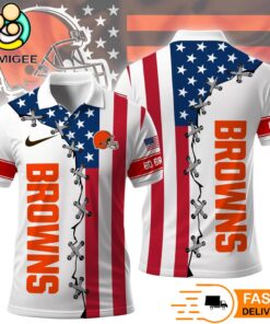 Cleveland Browns Independence Day American Flag Polo Shirt