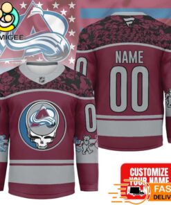 Colorado Avalanche Grateful Dead Night Custom Name And Number Hockey Jersey