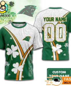 Custom Carolina Panthers Lucky Clover Green T-Shirt