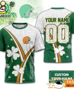 Custom Cleveland Browns Lucky Clover Green T-Shirt