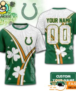 Custom Indianapolis Colts Lucky Clover Green T-Shirt