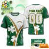 Custom Los Angeles Chargers Lucky Clover Green T-Shirt