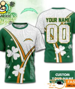 Custom Los Angeles Chargers Lucky Clover Green T-Shirt