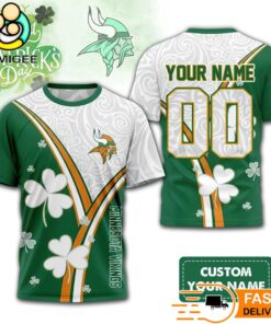 Custom Minnesota Vikings Lucky Clover Green T-Shirt