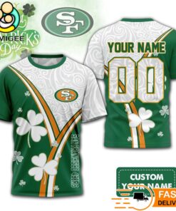 Custom San Francisco 49ers Lucky Clover Green T-Shirt
