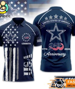Dallas Cowboys 250 Years Of Freedom USA Vintage Custom Name Polo Shirt