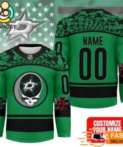 Dallas Stars Grateful Dead Night Custom Name And Number Hockey Jersey