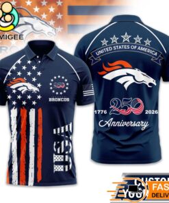 Denver Broncos 250 Years Of Freedom USA Vintage Custom Name Polo Shirt