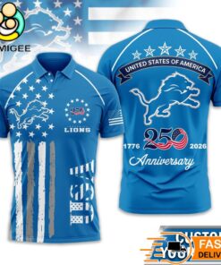 Detroit Lions 250 Years Of Freedom USA Vintage Custom Name Polo Shirt