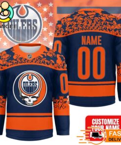 Edmonton Oilers Grateful Dead Night Custom Name And Number Hockey Jersey