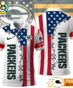 Green Bay Packers Independence Day American Flag Polo Shirt