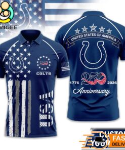 Indianapolis Colts 250 Years Of Freedom USA Vintage Custom Name Polo Shirt
