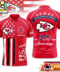 Kansas City Chiefs 250 Years Of Freedom USA Vintage Custom Name Polo Shirt