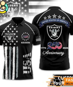 Las Vegas Raiders 250 Years Of Freedom USA Vintage Custom Name Polo Shirt