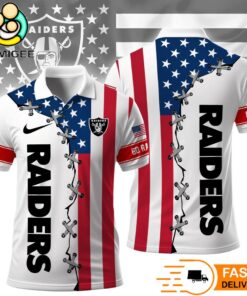 Las Vegas Raiders Independence Day American Flag Polo Shirt