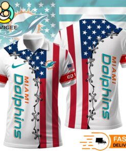 Miami Dolphins Independence Day American Flag Polo Shirt