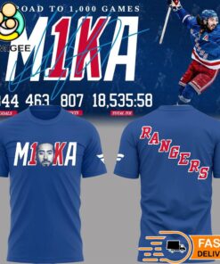 Mika Zibanejad Road to 1000 Games T-Shirt New York Rangers NHL Fan Tee