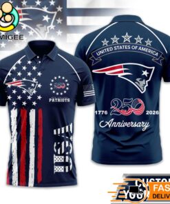 New England Patriots 250 Years Of Freedom USA Vintage Custom Name Polo Shirt