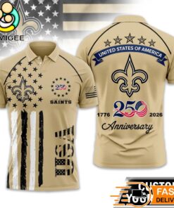 New Orleans Saints 250 Years Of Freedom USA Vintage Custom Name Polo Shirt