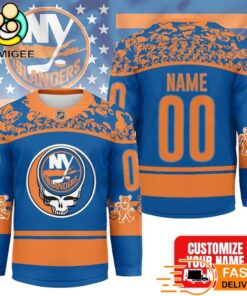 New York Islanders Grateful Dead Night Custom Name And Number Hockey Jersey