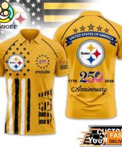 Pittsburgh Steelers 250 Years Of Freedom USA Vintage Custom Name Polo Shirt