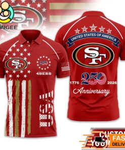 San Francisco 49ers 250 Years Of Freedom USA Vintage Custom Name Polo Shirt