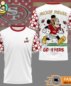San Francisco 49ers Mickey Mouse Football Celebrating 2026 T-Shirt